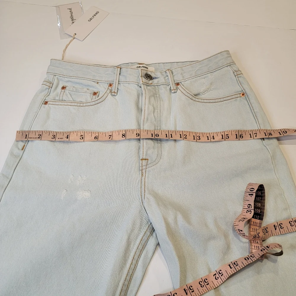 GRLFRND Button Fly Super High Rise Straight Leg Mica Crop Jeans In Romeo 28 NWT!